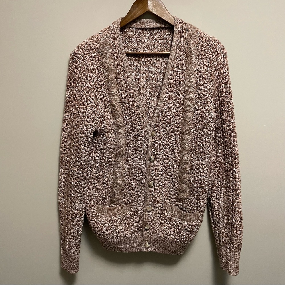 Vintage 70s 80s Prince Bellini Men’s Brown Knit Cardigan Small